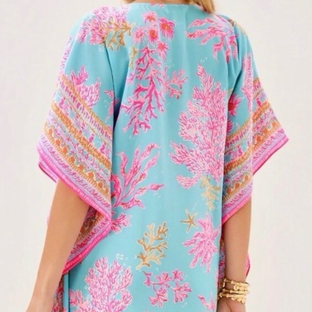 NWT Women’s Lilly Pulitzer Lindamarie Silk Caftan Royal Coral XXS/XS MSRP $398 - Picture 2 of 9